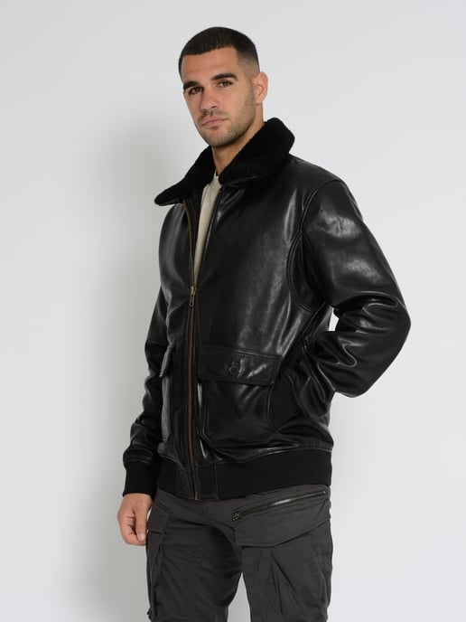 Top Gun leren jas TG2023002 met lamsleren kraag - Image 3