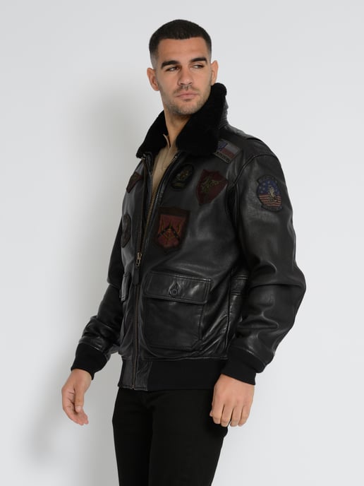 Top Gun leren jas TG2023004 met lamsleren kraag - Image 2