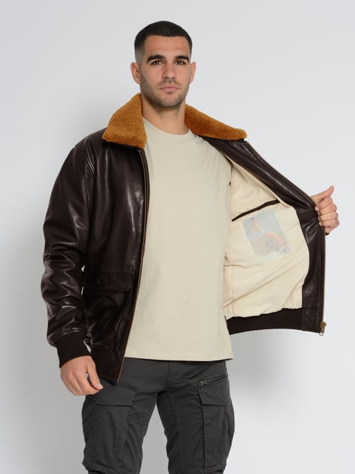 Top Gun leren jas TG2023002 met lamsleren kraag - Image 5