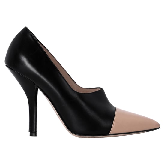 Fendi Pointed Pumps in Black and Nude Leather - Image 1