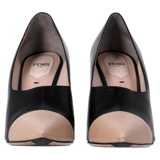 Fendi Pointed Pumps in Black and Nude Leather - Image 3