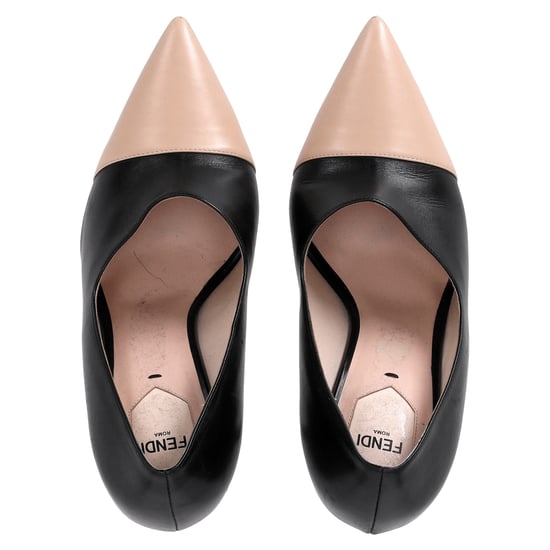 Fendi Pointed Pumps in Black and Nude Leather - Image 5
