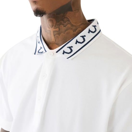 True Religion Mens Polo Shirt Branded Collar SS Pique Top - Image 5
