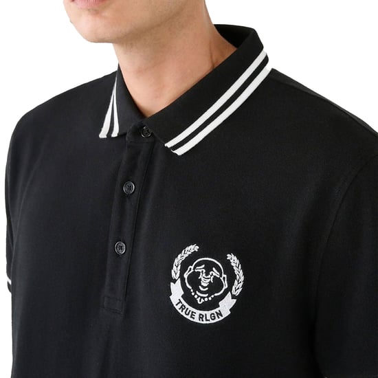True Religion Mens Polo Shirt Laurel Buddah Face Pique Tee - Image 2
