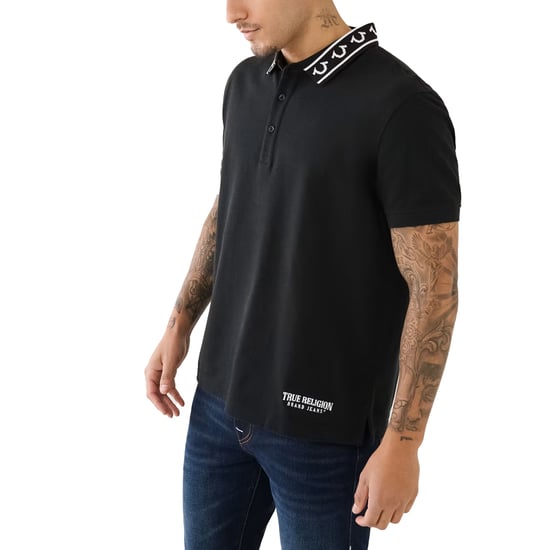 True Religion Mens Polo Shirt Branded Collar SS Pique Top - Image 2