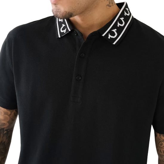 True Religion Mens Polo Shirt Branded Collar SS Pique Top - Image 5