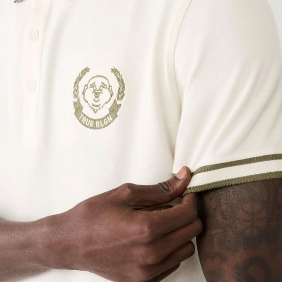 True Religion Mens Polo Shirt Laurel Buddah Face Pique Tee - Image 2