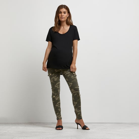 River Island Womens Cargo Trousers Maternity Khaki Camo Print - Image 2