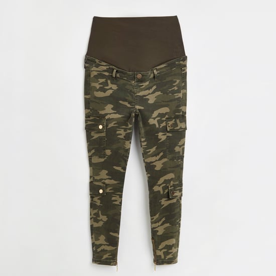 River Island Womens Cargo Trousers Maternity Khaki Camo Print - Image 5