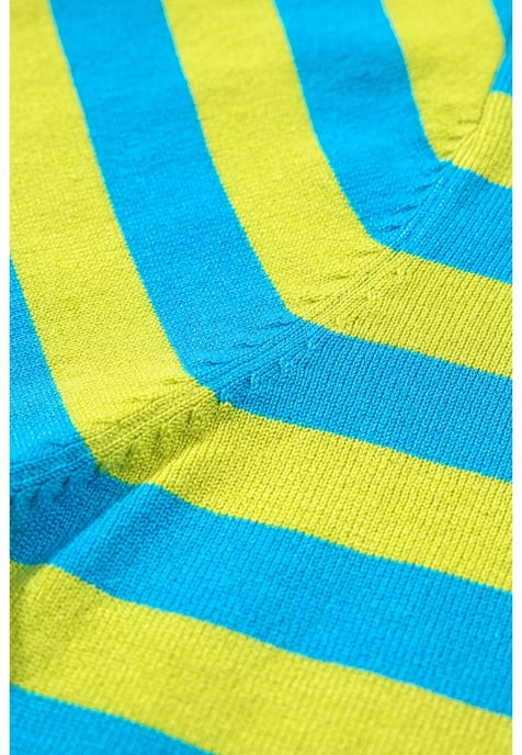 Green Stripe Crew Neck Drop Shoulder Casual Sweater - Image 2
