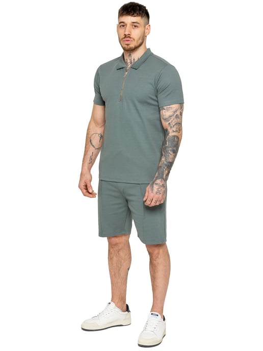 Enzo | Mens Zip Up Polo Shirt - Image 4