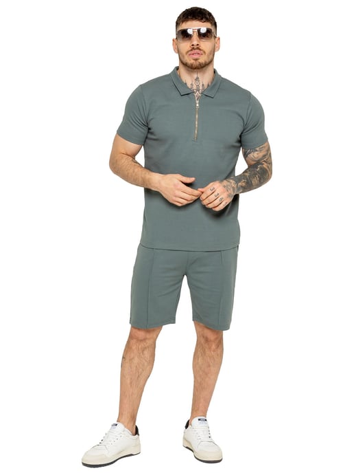 Enzo | Mens Zip Up Polo Shirt - Image 5