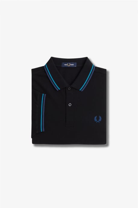 Fred Perry Men’s Twin Tipped Polo Shirt in Black - Image 3