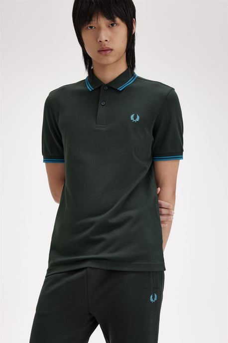 Fred Perry Men’s Twin Tipped Polo Shirt in Night Green - Image 4