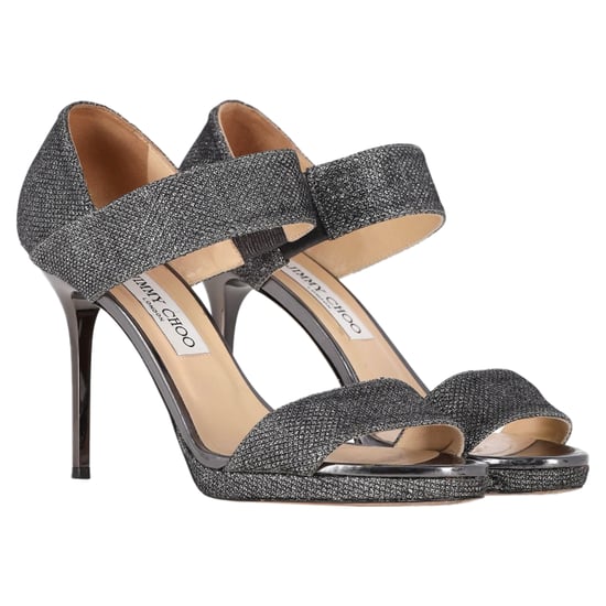 Jimmy Choo Gesloten Hak Tab Sandalen in Metallic Zilveren Polyester - Image 4