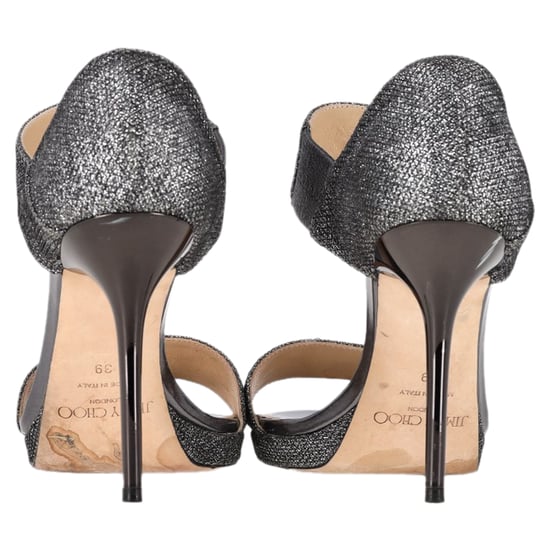 Jimmy Choo Gesloten Hak Tab Sandalen in Metallic Zilveren Polyester - Image 5