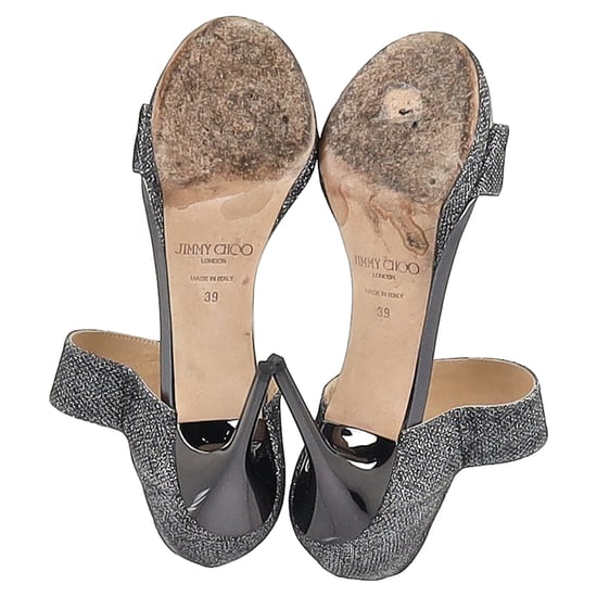 Jimmy Choo Gesloten Hak Tab Sandalen in Metallic Zilveren Polyester - Image 6
