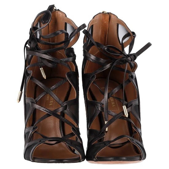 Aquazzura French Lover Leopard Print Sandals in Brown Pony Hair - Image 2