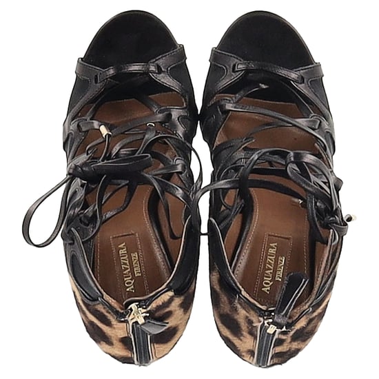 Aquazzura French Lover Leopard Print Sandals in Brown Pony Hair - Image 3