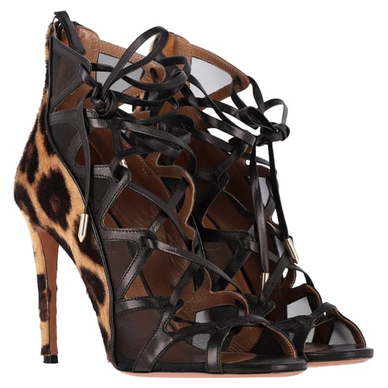 Aquazzura French Lover Leopard Print Sandals in Brown Pony Hair - Image 4