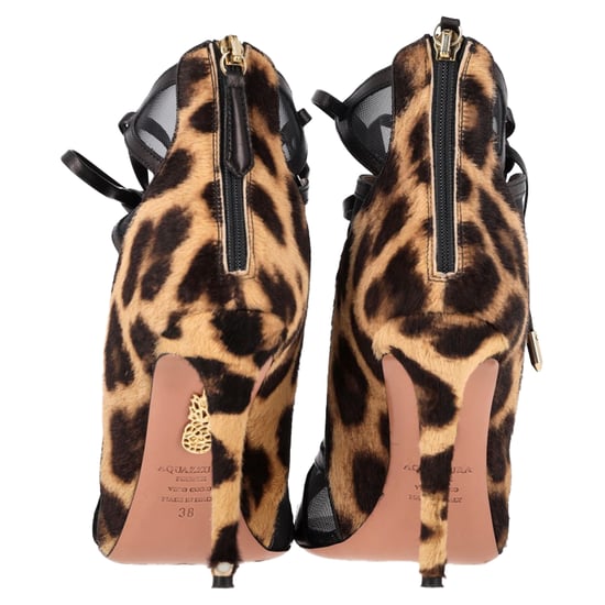 Aquazzura French Lover Leopard Print Sandals in Brown Pony Hair - Image 5