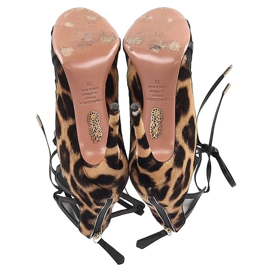 Aquazzura French Lover Leopard Print Sandals in Brown Pony Hair - Image 6