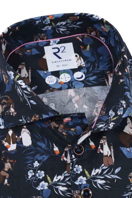R2 Animal Print Shirt Navy - Image 2