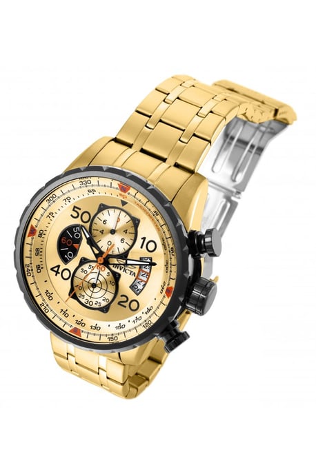 Invicta Aviator  17205 Heren Horloge - Quartz Uurwerk - Roestvrij Staal met gouden Wijzerplaat - 48mm - Image 2