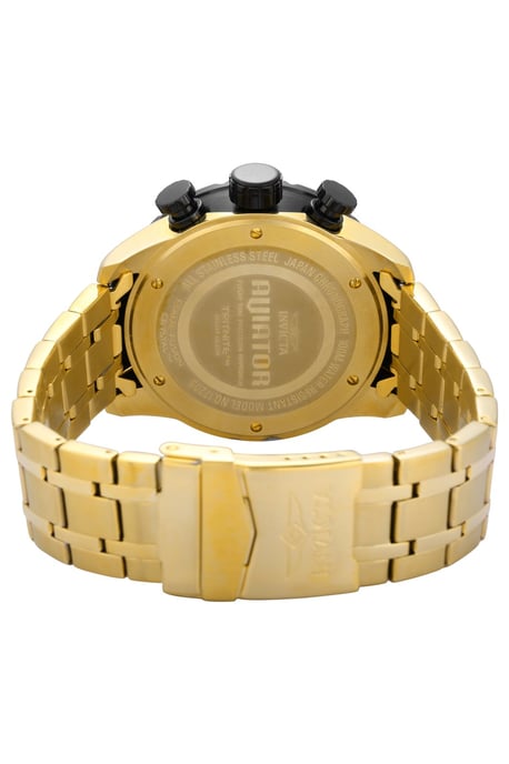Invicta Aviator  17205 Heren Horloge - Quartz Uurwerk - Roestvrij Staal met gouden Wijzerplaat - 48mm - Image 4