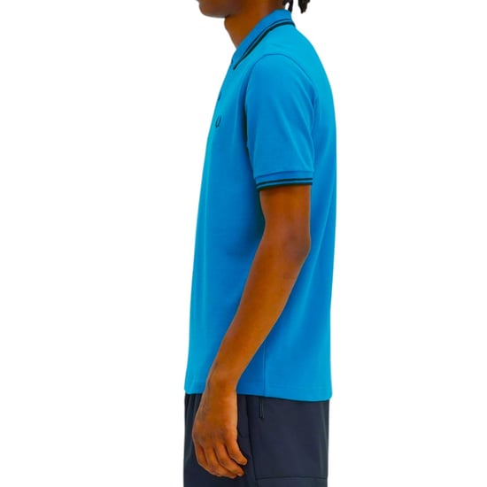 Fred Perry M3600 Twin Tipped Polo Shirt Ocean Blue - Image 3