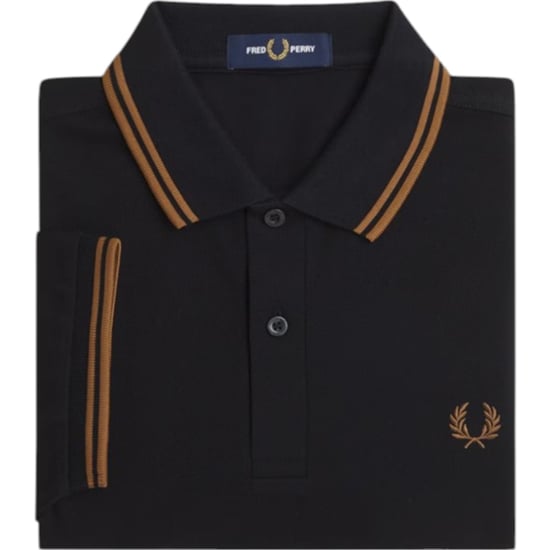 Fred Perry M3600 Twin Tipped Polo Shirt Black - Image 6