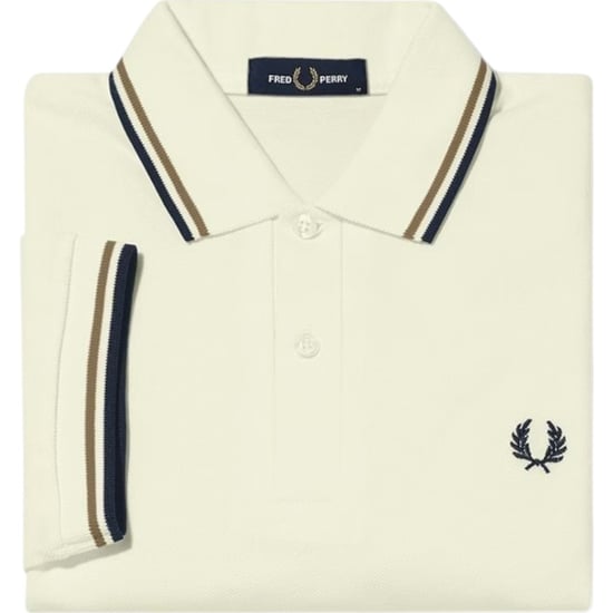 Fred Perry M3600 Twin Tipped Polo Shirt Ecru - Image 3