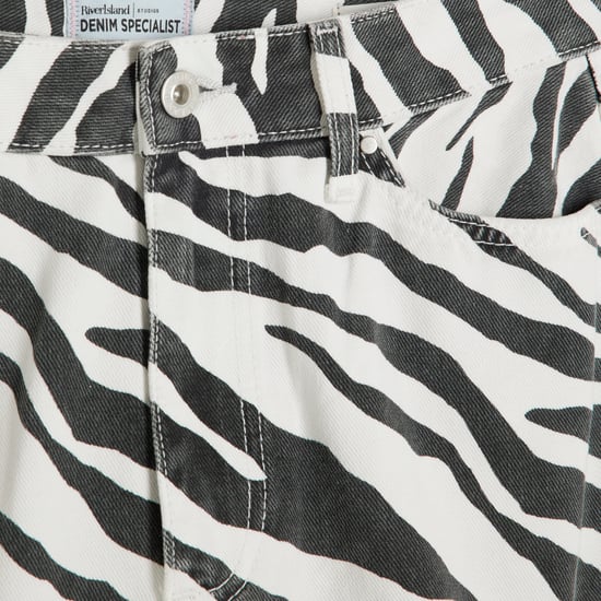 River Island Womens Straight Jeans Black Zebra Relaxed - Image 5