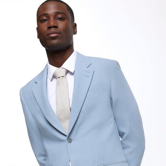 River Island Mens Suit Jacket Blue Slim Fit Textured - Image 3