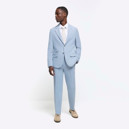 River Island Mens Suit Jacket Blue Slim Fit Textured - Image 5
