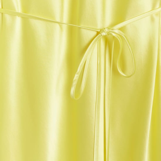 River Island Womens Slip Midi Dress Yellow Satin Belted - Image 4