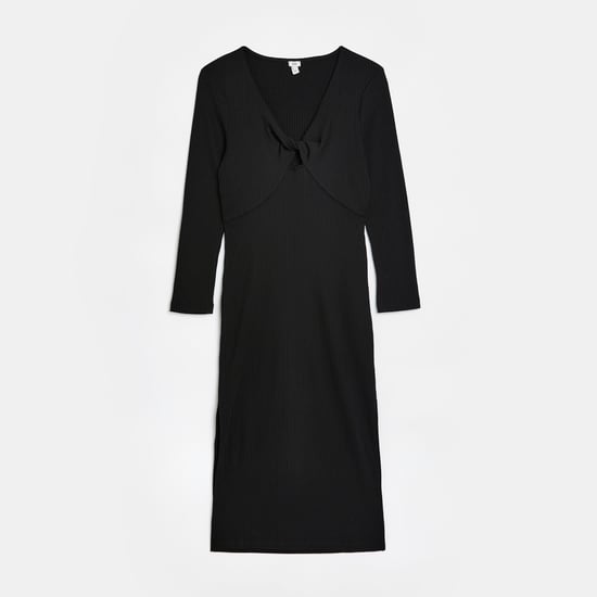 River Island Womens Bodycon Midi Dress Black Ribbed - Image 4
