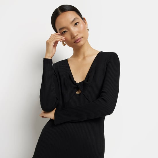 River Island Womens Bodycon Midi Dress Black Ribbed - Image 5
