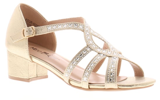 Miss Riot Girls Sandals Jewelled Heeled Party Straps Loom gold - Image 1