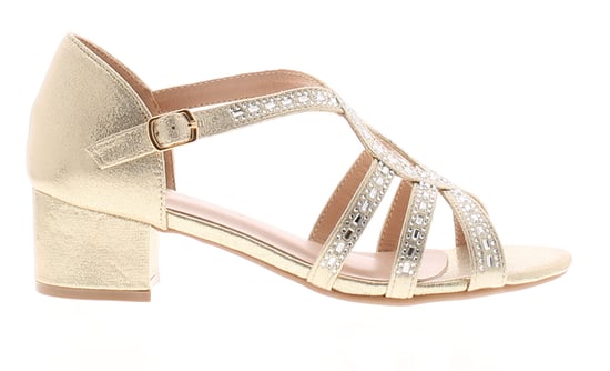 Miss Riot Girls Sandals Jewelled Heeled Party Straps Loom gold - Image 2