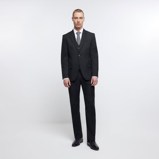 River Island Mens Twill Waistcoat Black Skinny Fit - Image 4