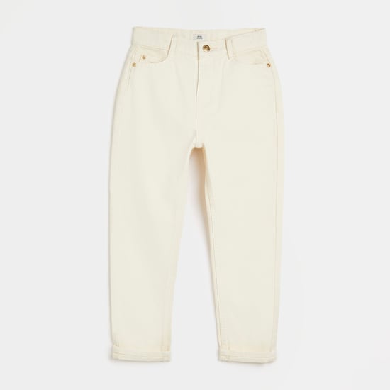 River Island Girls Mom Jeans Girls Beige - Image 1
