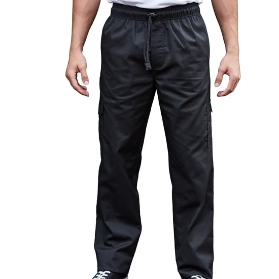 Premier Unisex Adults Chefs Essential Cargo Pocket Trousers (Black) - Image 2