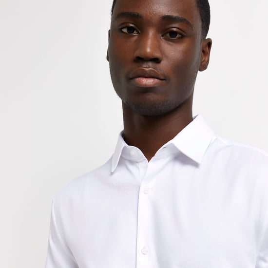 River Island Mens Shirt White Slim Fit Easy Iron - Image 2