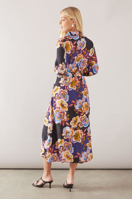 Petite Floral Viscose Print Button Through Shirt Dress - Image 3