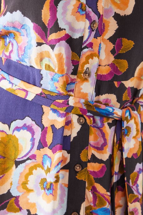 Petite Floral Viscose Print Button Through Shirt Dress - Image 5