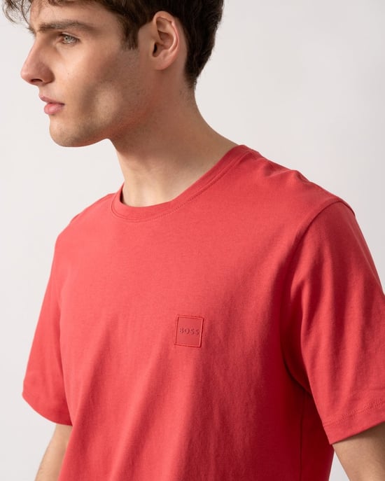 BOSS Orange Tales Mens Cotton-Jersey T-shirt With Logo Patch - Image 2