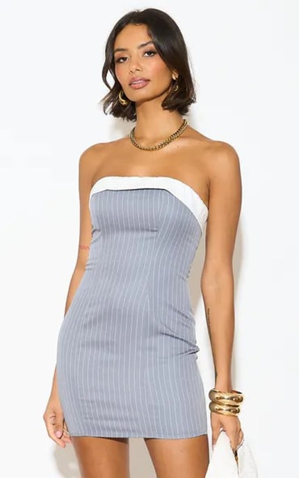 Paneled Stripe Mini Dress - Image 1
