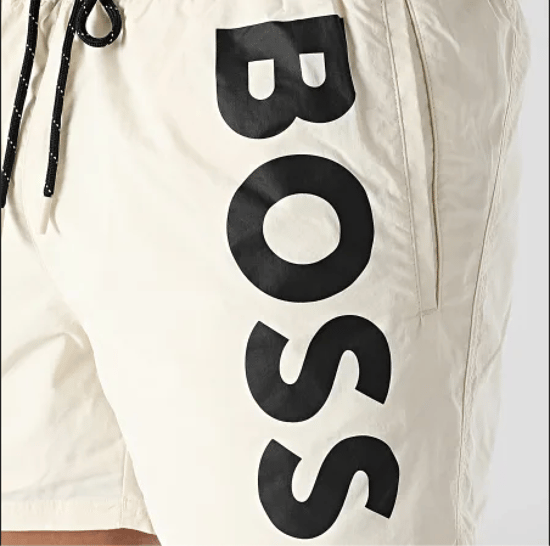 Boss Men’s Quick-Dry Swim Shorts in Light Beige Poplin - Image 3