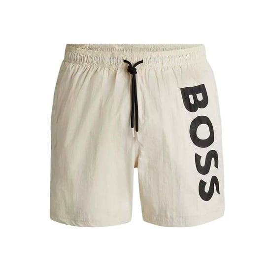 Boss Men’s Quick-Dry Swim Shorts in Light Beige Poplin - Image 5